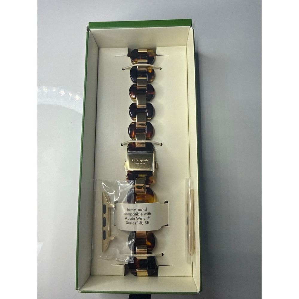 Kate Spade Tortoiseshell Resin Gold Link Apple Watch Band 16mm Series 1-8 SE